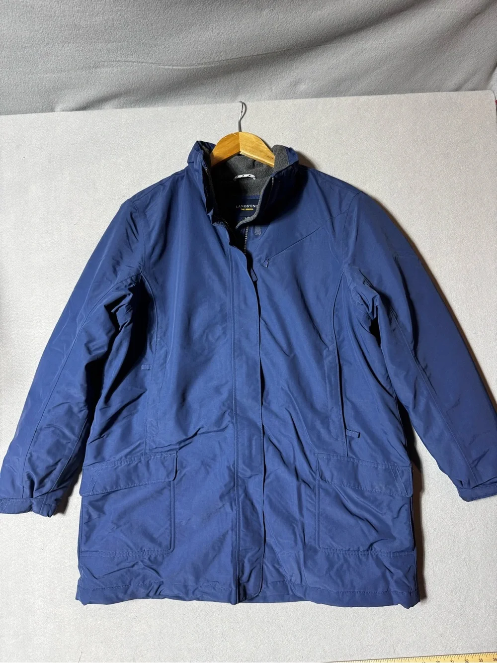 Lands' End The Squall Parka Women’s Large Petite 14-16 Blue Fleece Lined